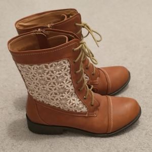 Tan and Lace Boots